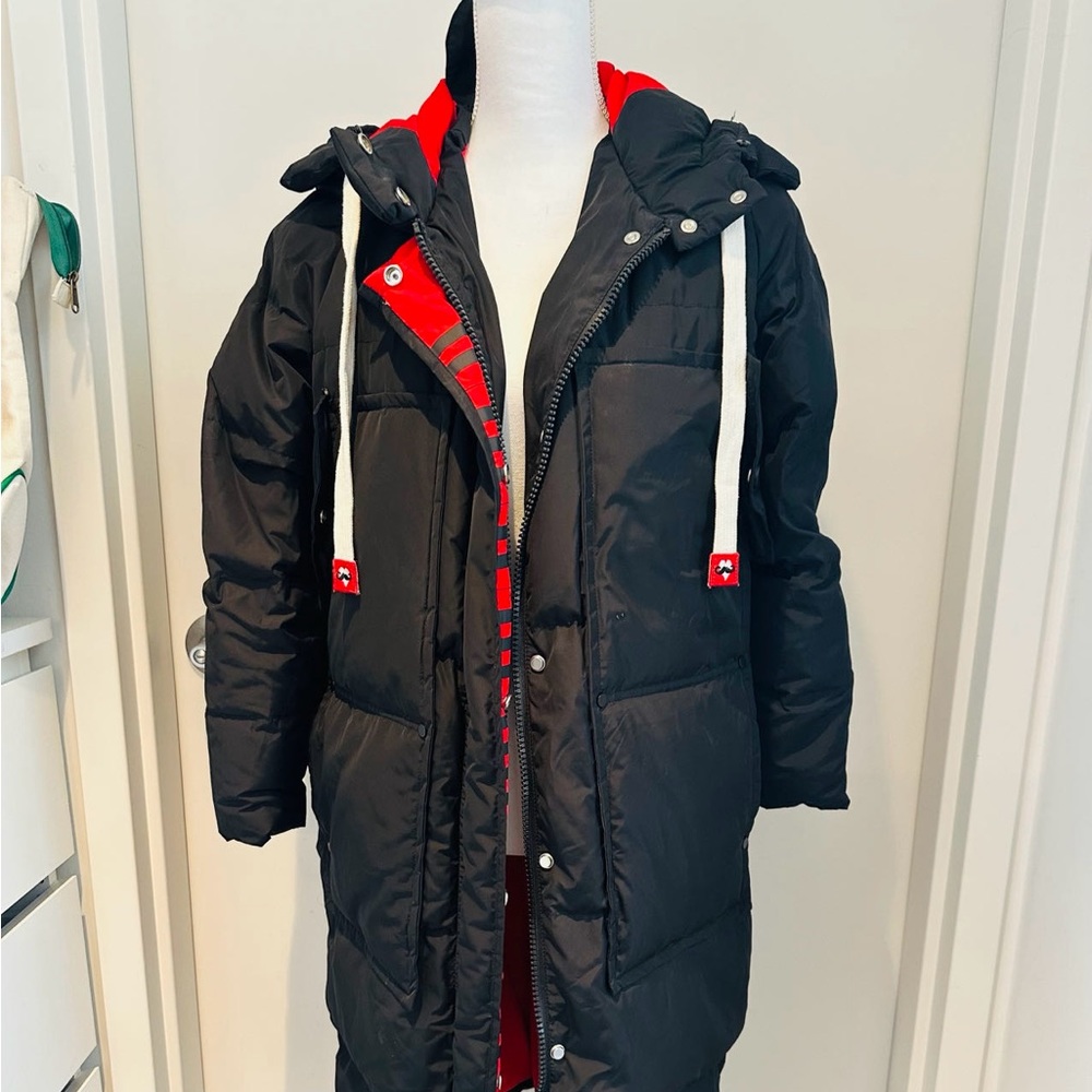 Miss Five Winter Parka Jacket, Black and Red